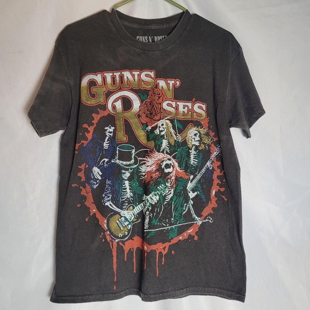Guns N Roses Skeletons Was Here Tour Graphic Band Tee Men's Size Small Acid Wash
